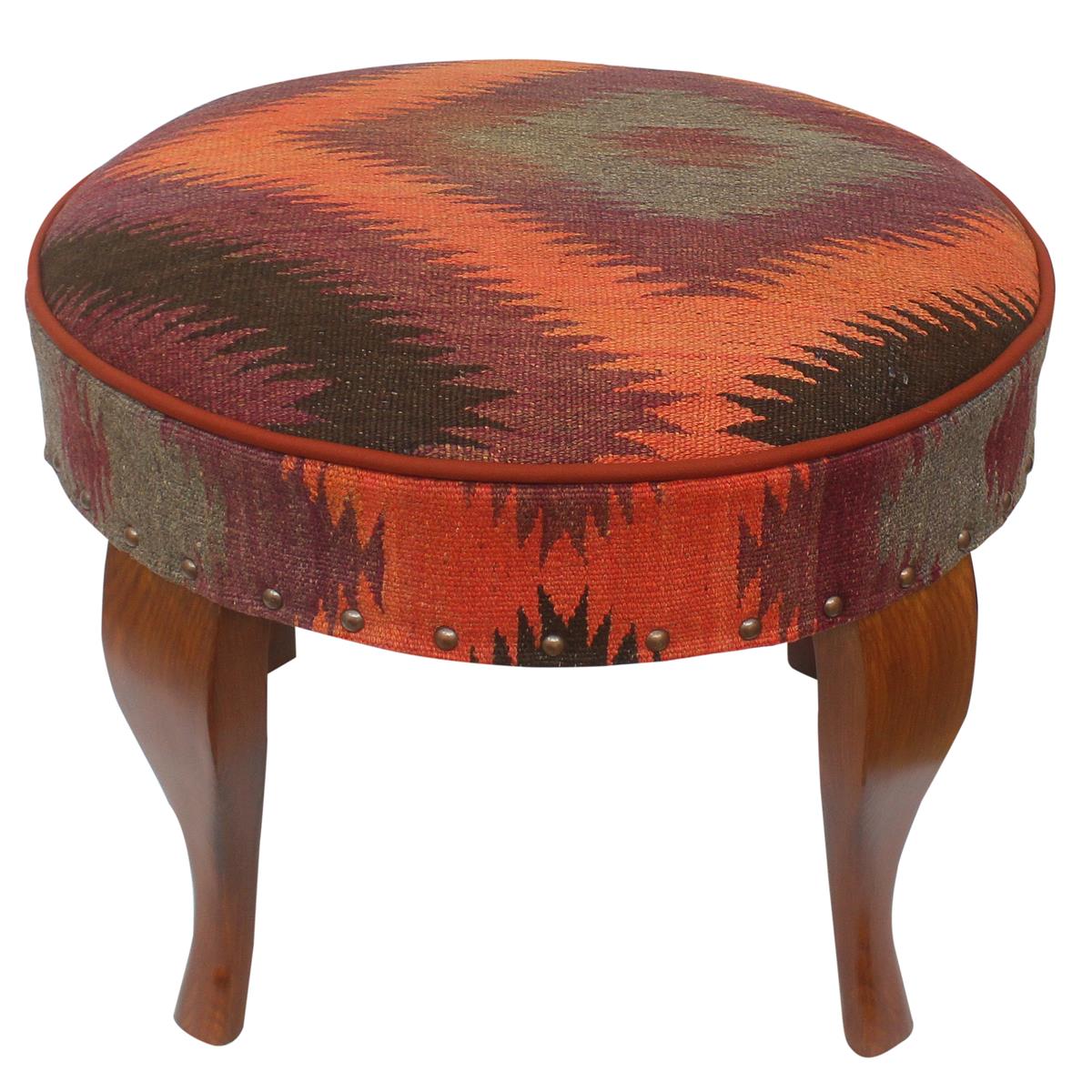 handmade Traditional Victorianot Rust Blue Hand-made ROUND JAQUARD area rug  23'' x 23'' x 18''