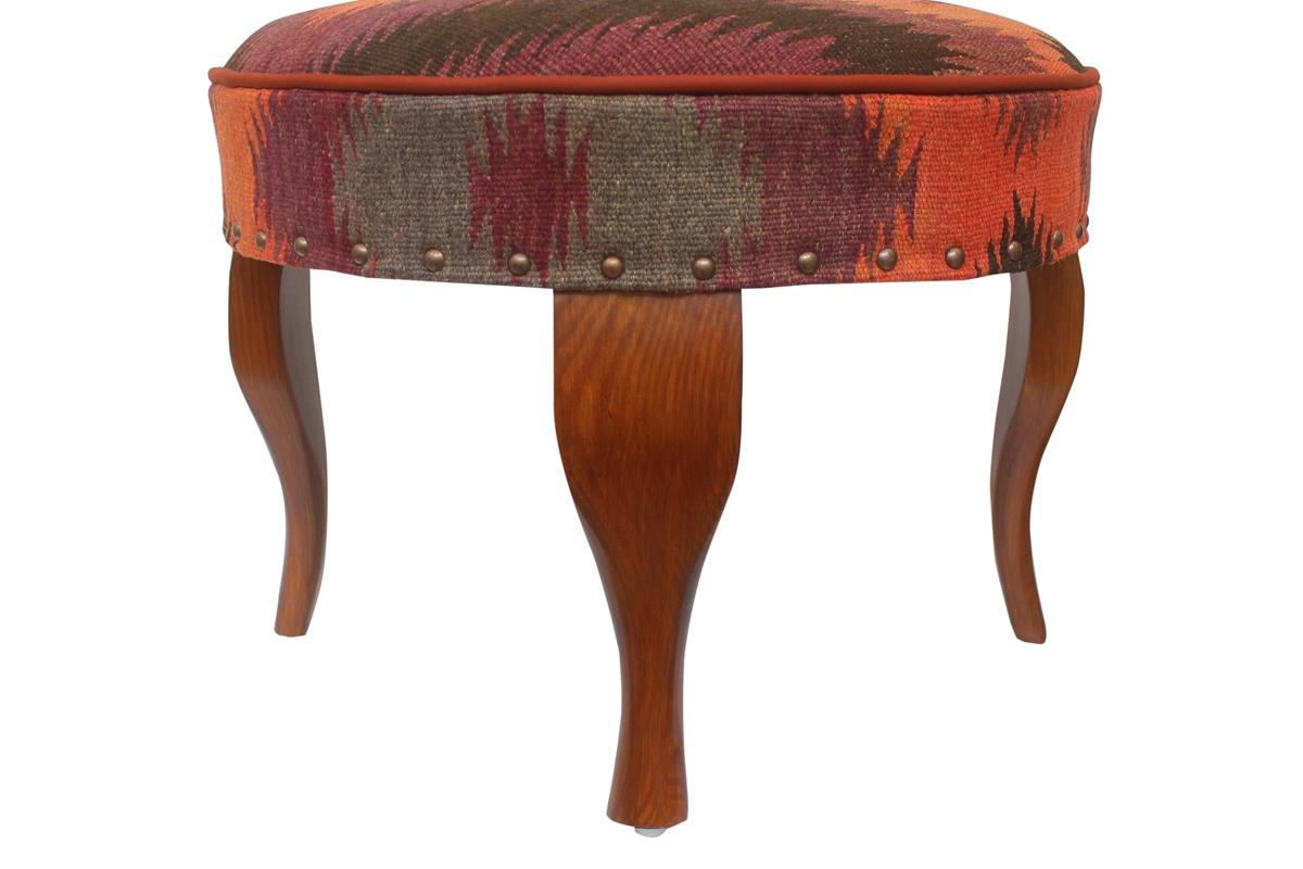 handmade Traditional Victorianot Rust Blue Hand-made ROUND JAQUARD area rug  23'' x 23'' x 18''