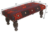 handmade Traditional Settees Burgundy Red Hand-made RECTANGLE Vegetable dyed wool and wood  36'' x 18'' x 14''