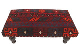 handmade Traditional Settees Burgundy Red Hand-made RECTANGLE Vegetable dyed wool and wood  36'' x 18'' x 14''