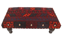 handmade Traditional Settees Burgundy Red Hand-made RECTANGLE Vegetable dyed wool and wood  36'' x 18'' x 14''