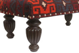 handmade Traditional Settees Burgundy Red Hand-made RECTANGLE Vegetable dyed wool and wood  36'' x 18'' x 14''