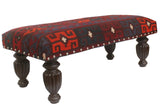 handmade Traditional Settees Burgundy Red Hand-made RECTANGLE Vegetable dyed wool and wood  36'' x 18'' x 14''