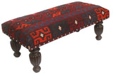 handmade Traditional Settees Burgundy Red Hand-made RECTANGLE Vegetable dyed wool and wood  36'' x 18'' x 14''