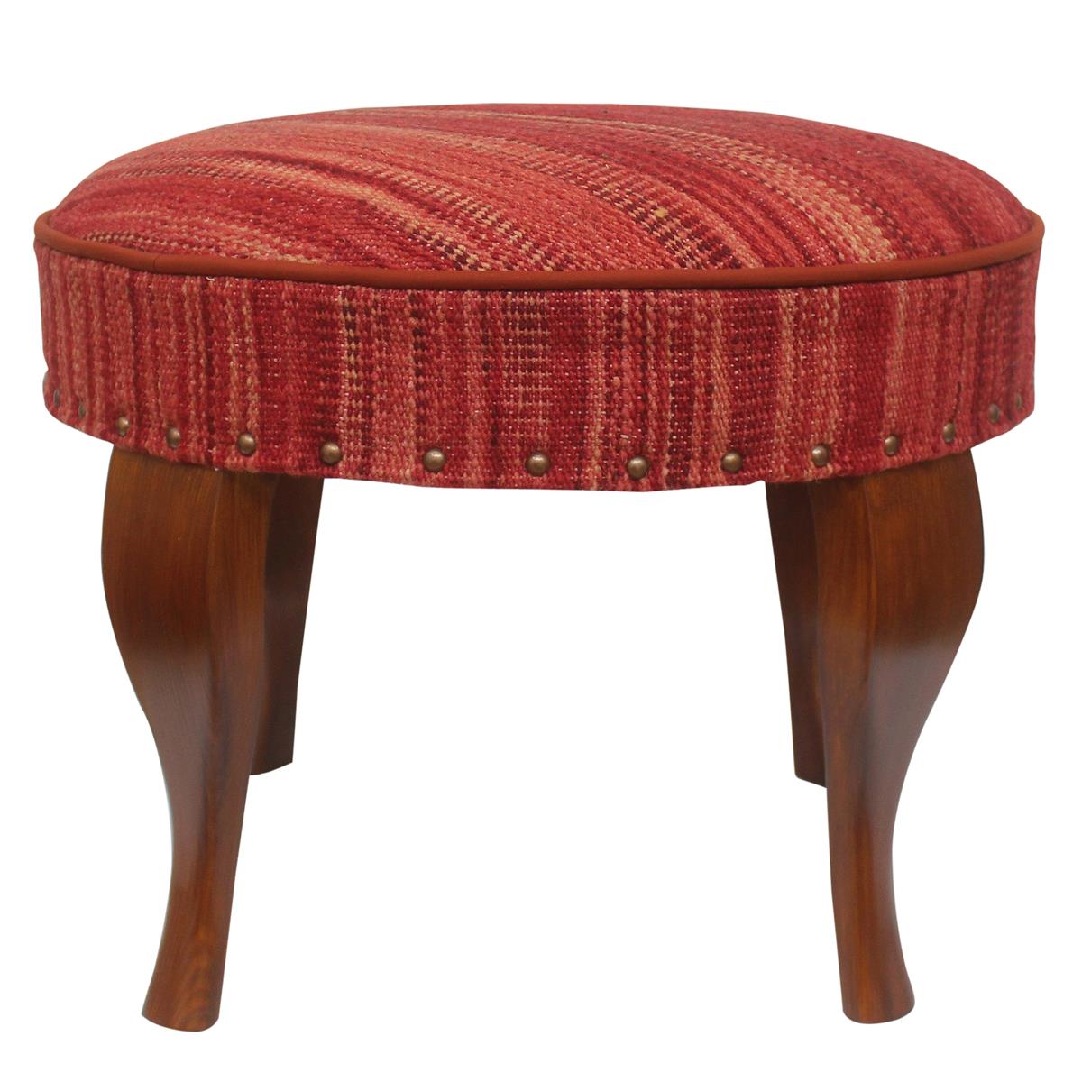 handmade Modern Victorianot Red Red Hand-made RECTANGLE Vegetable dyed wool and wood  24'' x 24'' x 19''