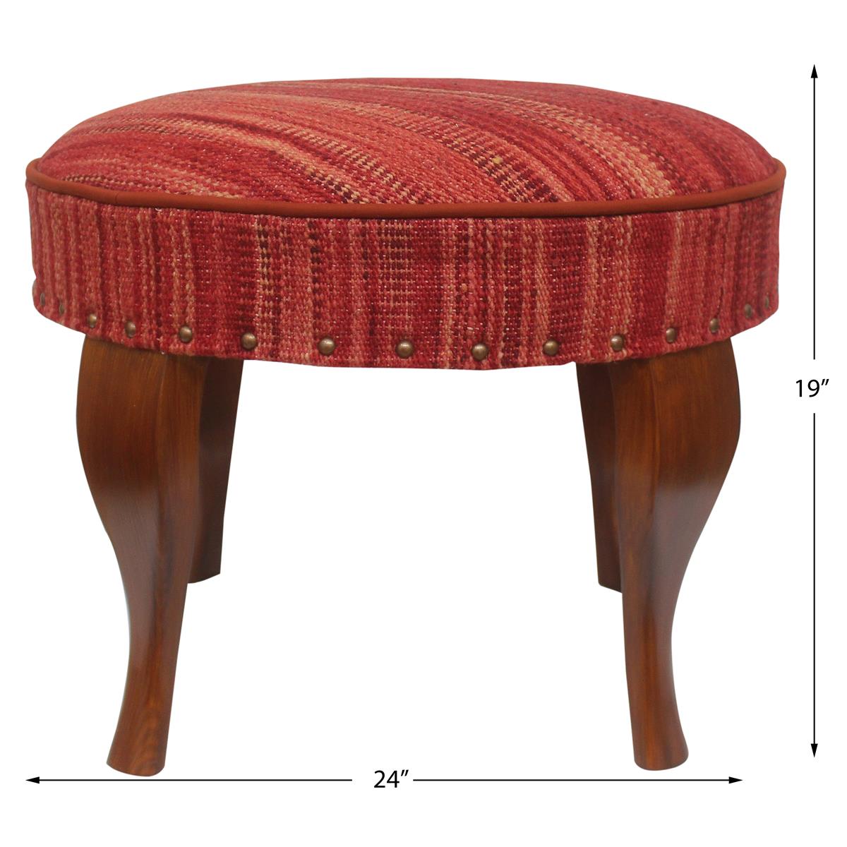 handmade Modern Victorianot Red Red Hand-made RECTANGLE Vegetable dyed wool and wood  24'' x 24'' x 19''