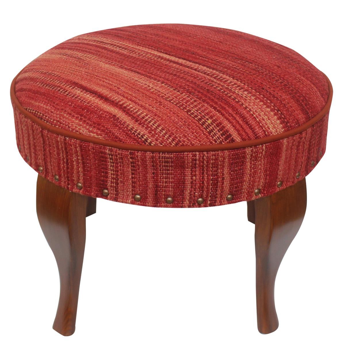 handmade Modern Victorianot Red Red Hand-made RECTANGLE Vegetable dyed wool and wood  24'' x 24'' x 19''