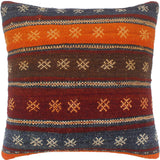handmade Tribal Turkish Antique Burgundy Rust Hand-Woven SQUARE 100% WOOL pillow