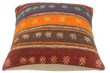 handmade Tribal Turkish Antique Burgundy Rust Hand-Woven SQUARE 100% WOOL pillow