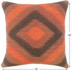 handmade Tribal Turkish Antique Rust Black Hand-Woven SQUARE 100% WOOL pillow