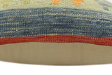 handmade Tribal Turkish Antique Rust Blue Hand-Woven SQUARE 100% WOOL pillow