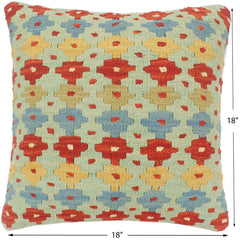handmade Tribal Turkish Antique Blue Rust Hand-Woven SQUARE 100% WOOL pillow