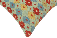 handmade Tribal Turkish Antique Blue Rust Hand-Woven SQUARE 100% WOOL pillow