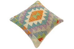 handmade Tribal Turkish Antique Rust Blue Hand-Woven SQUARE 100% WOOL pillow