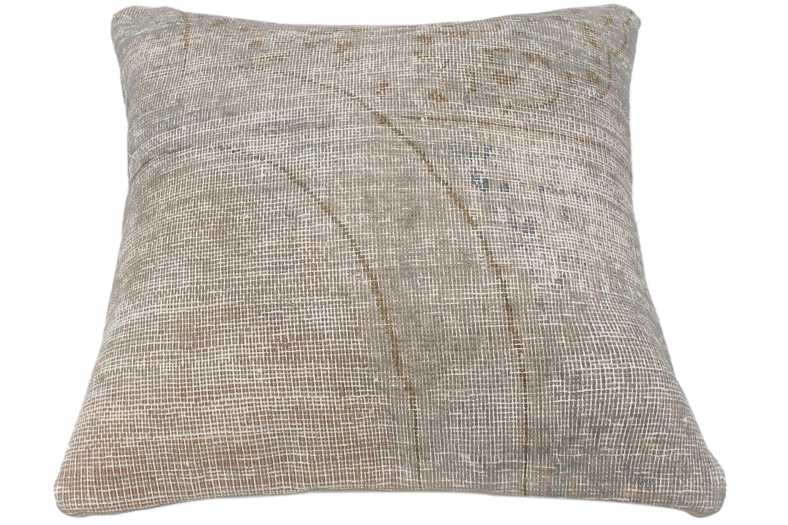 handmade Vintage Pillow Gray Blue Hand-Woven SQUARE 100% WOOL Vintage Pillow