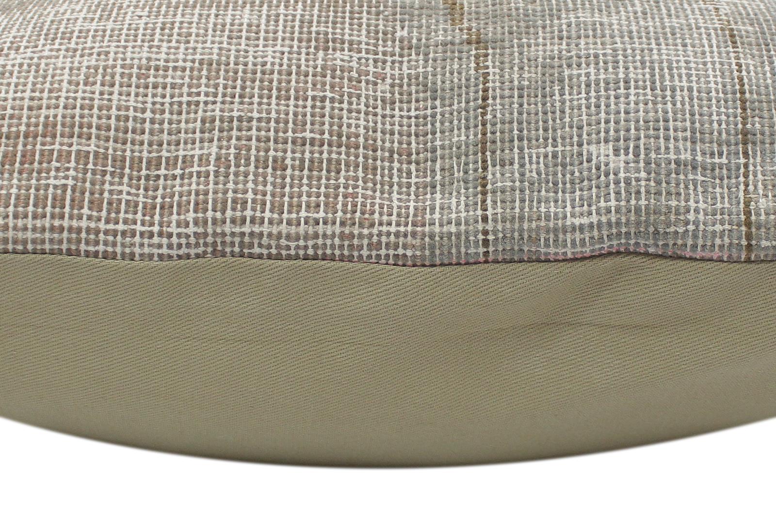 handmade Vintage Pillow Gray Blue Hand-Woven SQUARE 100% WOOL Vintage Pillow