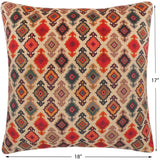 handmade  Pillow Beige Blue Hand-Woven SQUARE PRINTED VEL pillow