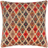 handmade  Pillow Beige Blue Hand-Woven SQUARE PRINTED VEL pillow