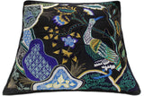 handmade  Pillow Black Blue Hand-Woven SQUARE SILK EMBROI pillow