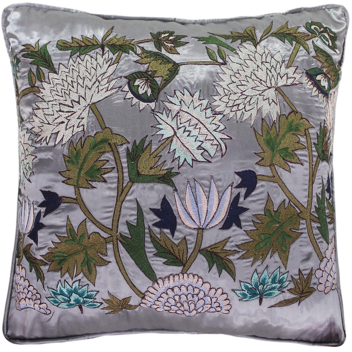 handmade  Pillow Gray Blue Hand-Woven SQUARE SILK EMBROI pillow