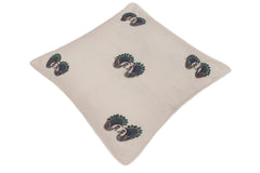 handmade  Pillow Ivory Blue Hand-Woven SQUARE VELVET EMBR pillow
