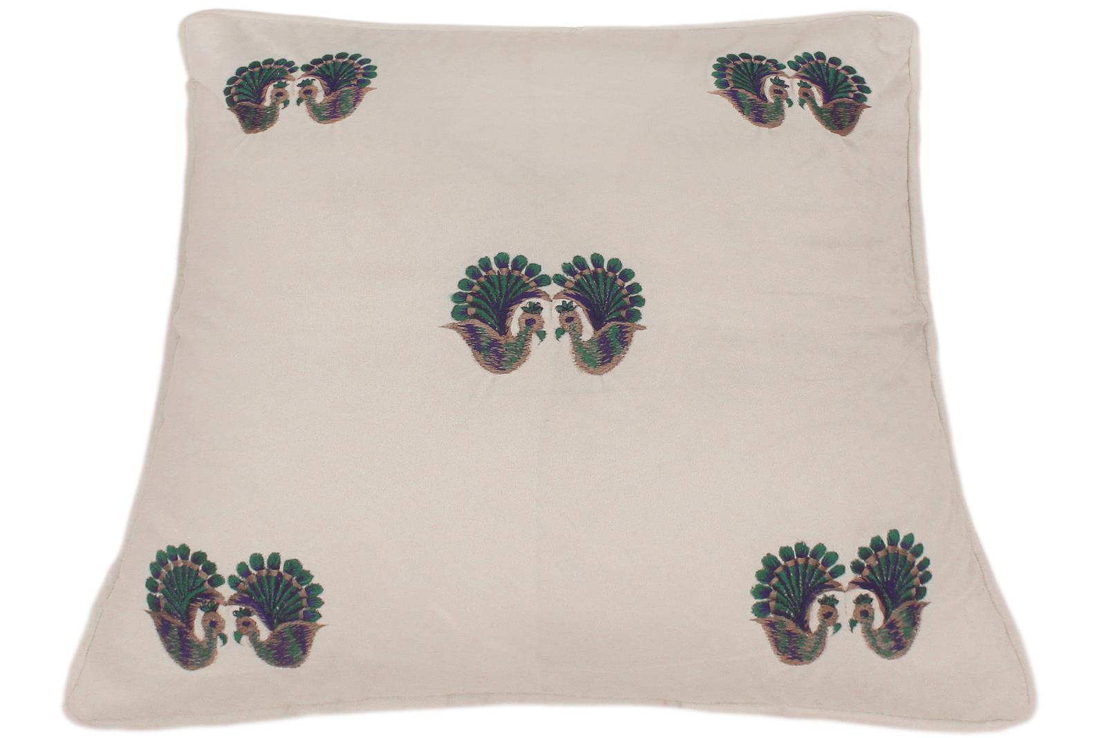 handmade  Pillow Ivory Blue Hand-Woven SQUARE VELVET EMBR pillow