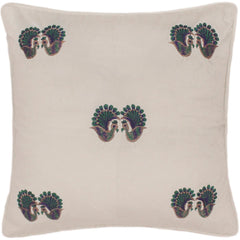 handmade  Pillow Ivory Blue Hand-Woven SQUARE VELVET EMBR pillow