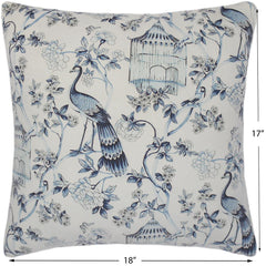 handmade  Pillow Ivory Blue Hand-Woven SQUARE PRINTED VEL pillow