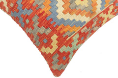handmade Tribal Turkish Antique Rust Blue Hand-Woven SQUARE 100% WOOL pillow