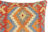 handmade Tribal Turkish Antique Rust Blue Hand-Woven SQUARE 100% WOOL pillow