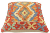 handmade Tribal Turkish Antique Rust Blue Hand-Woven SQUARE 100% WOOL pillow