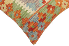 handmade Tribal Turkish Antique Rust Blue Hand-Woven SQUARE 100% WOOL pillow