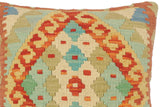 handmade Tribal Turkish Antique Rust Blue Hand-Woven SQUARE 100% WOOL pillow