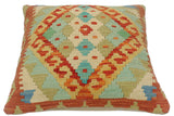 handmade Tribal Turkish Antique Rust Blue Hand-Woven SQUARE 100% WOOL pillow