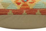 handmade Tribal Turkish Antique Rust Blue Hand-Woven SQUARE 100% WOOL pillow