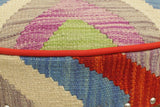 handmade Modern Victorianot Rust Blue Hand-made ROUND Vegetable dyed wool and wood  23'' x 23'' x 18''