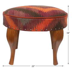 handmade Traditional Victorianot Orange Gray Hand-made ROUND Vegetable dyed wool and wood  