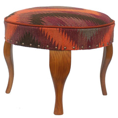 handmade Traditional Victorianot Orange Gray Hand-made ROUND Vegetable dyed wool and wood  