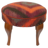 handmade Traditional Victorianot Orange Gray Hand-made ROUND Vegetable dyed wool and wood  
