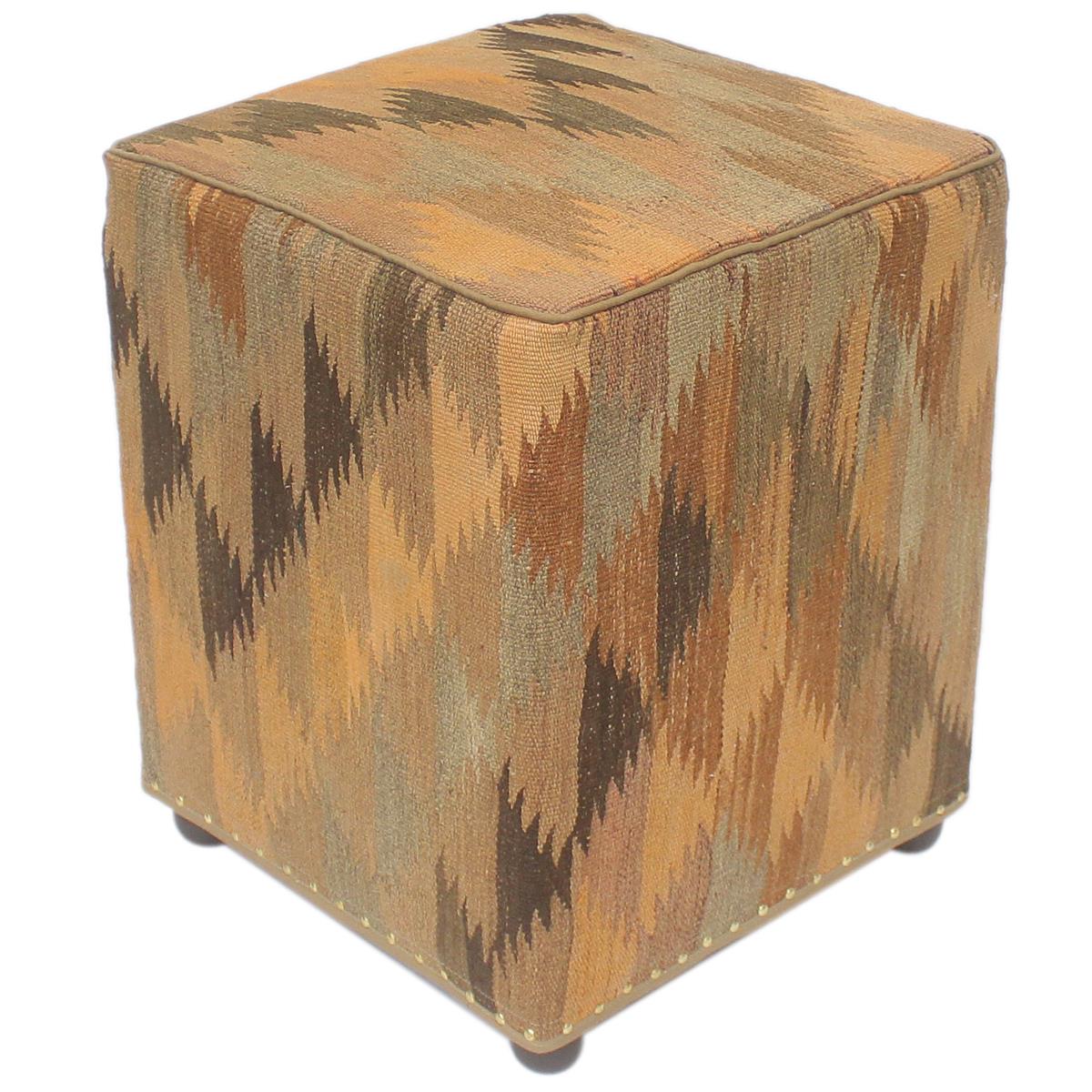 handmade Traditional Ottoman Orange Brown Hand-made SQUARE handmade ottoman pouf
