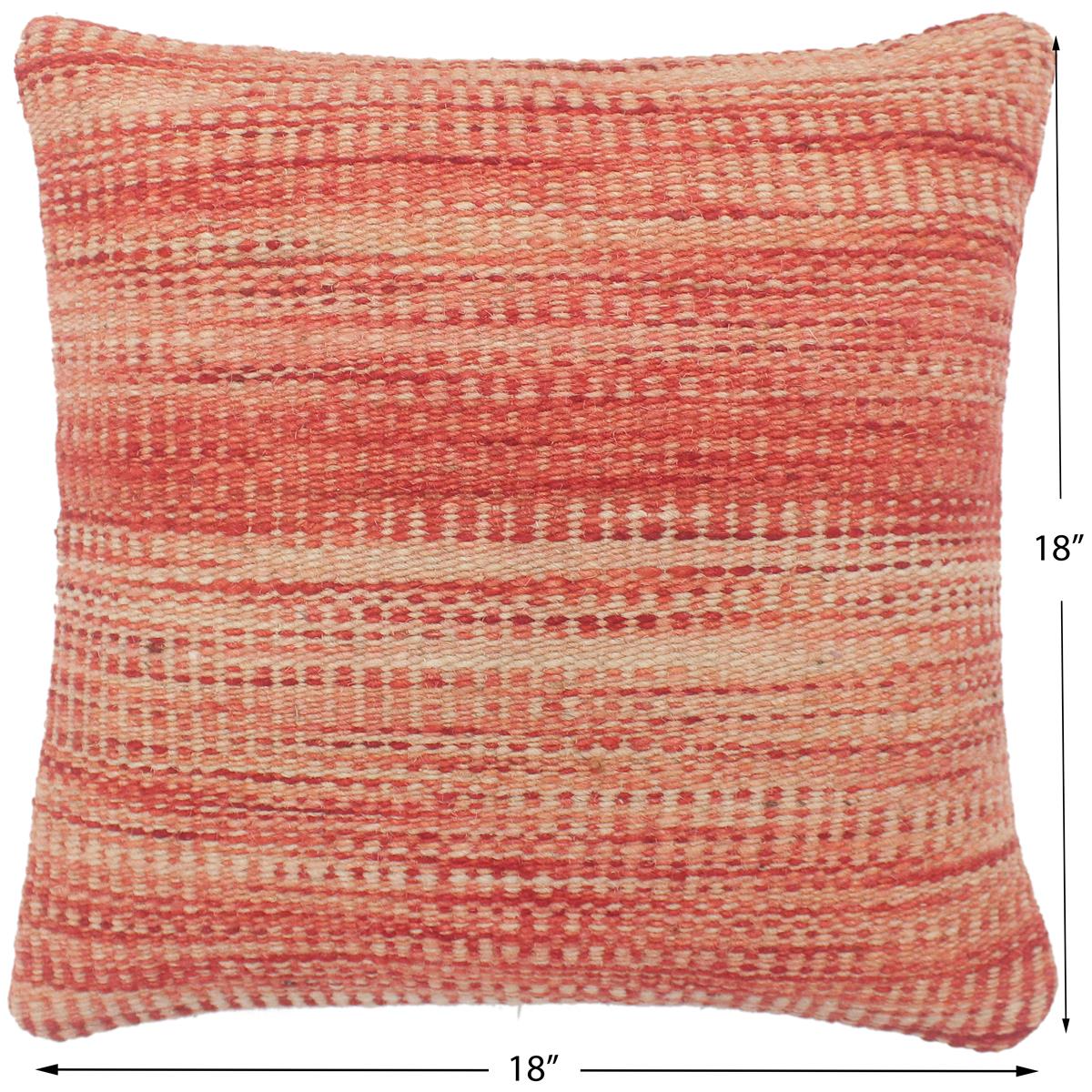 handmade Modern Red Beige Hand-Woven SQUARE 100% WOOL Pillow