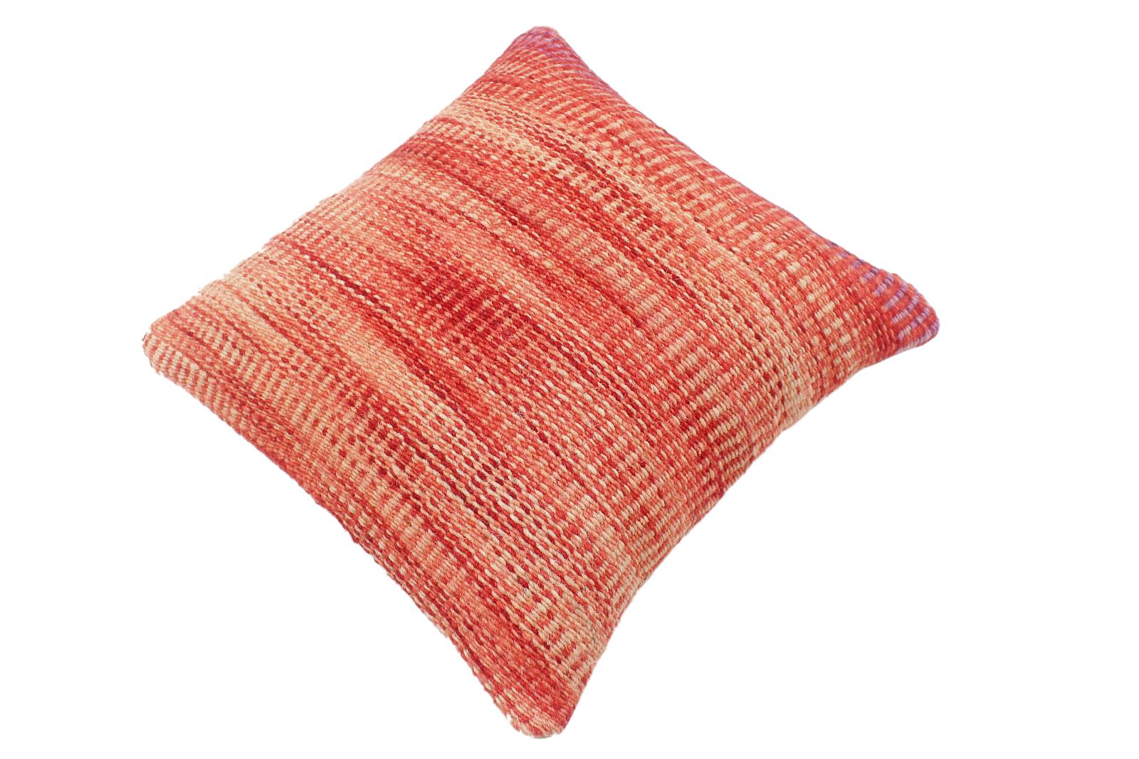 handmade Modern Red Beige Hand-Woven SQUARE 100% WOOL Pillow
