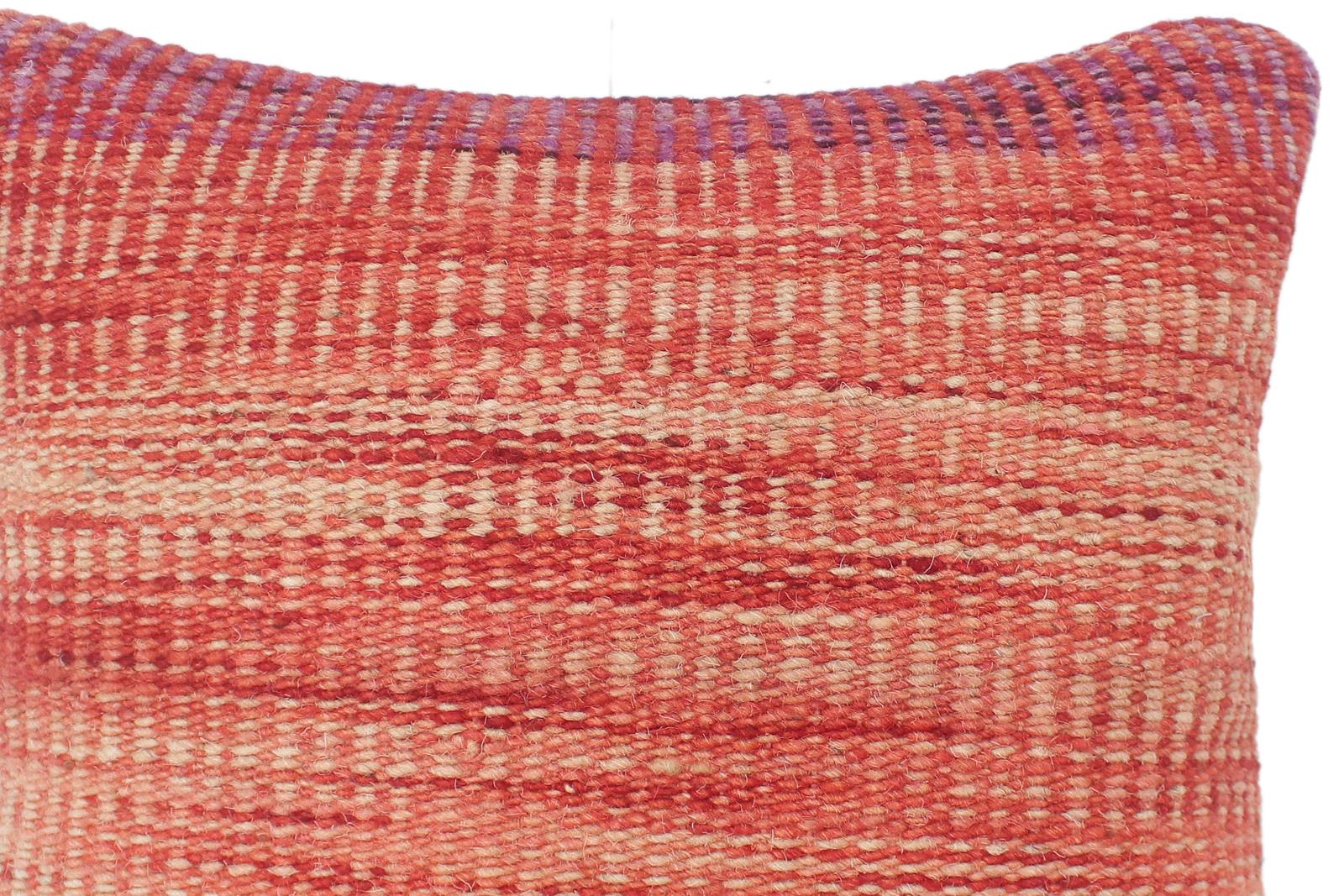 handmade Modern Red Beige Hand-Woven SQUARE 100% WOOL Pillow