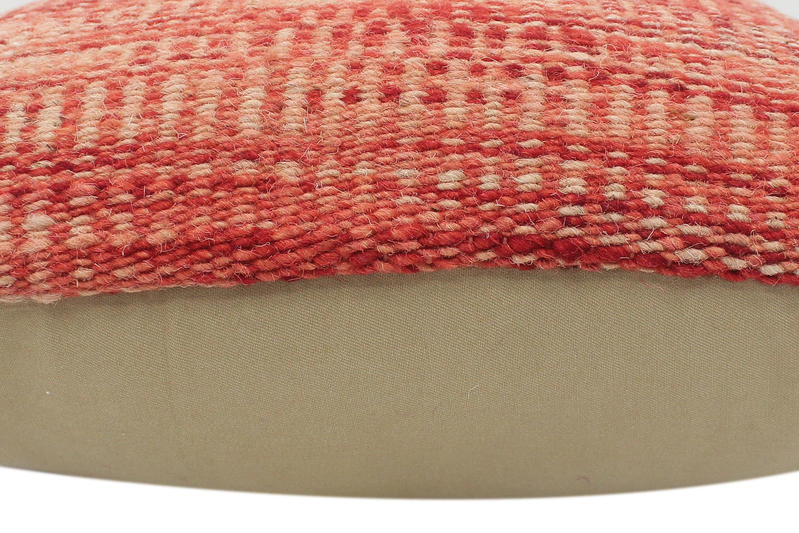 handmade Modern Red Beige Hand-Woven SQUARE 100% WOOL Pillow
