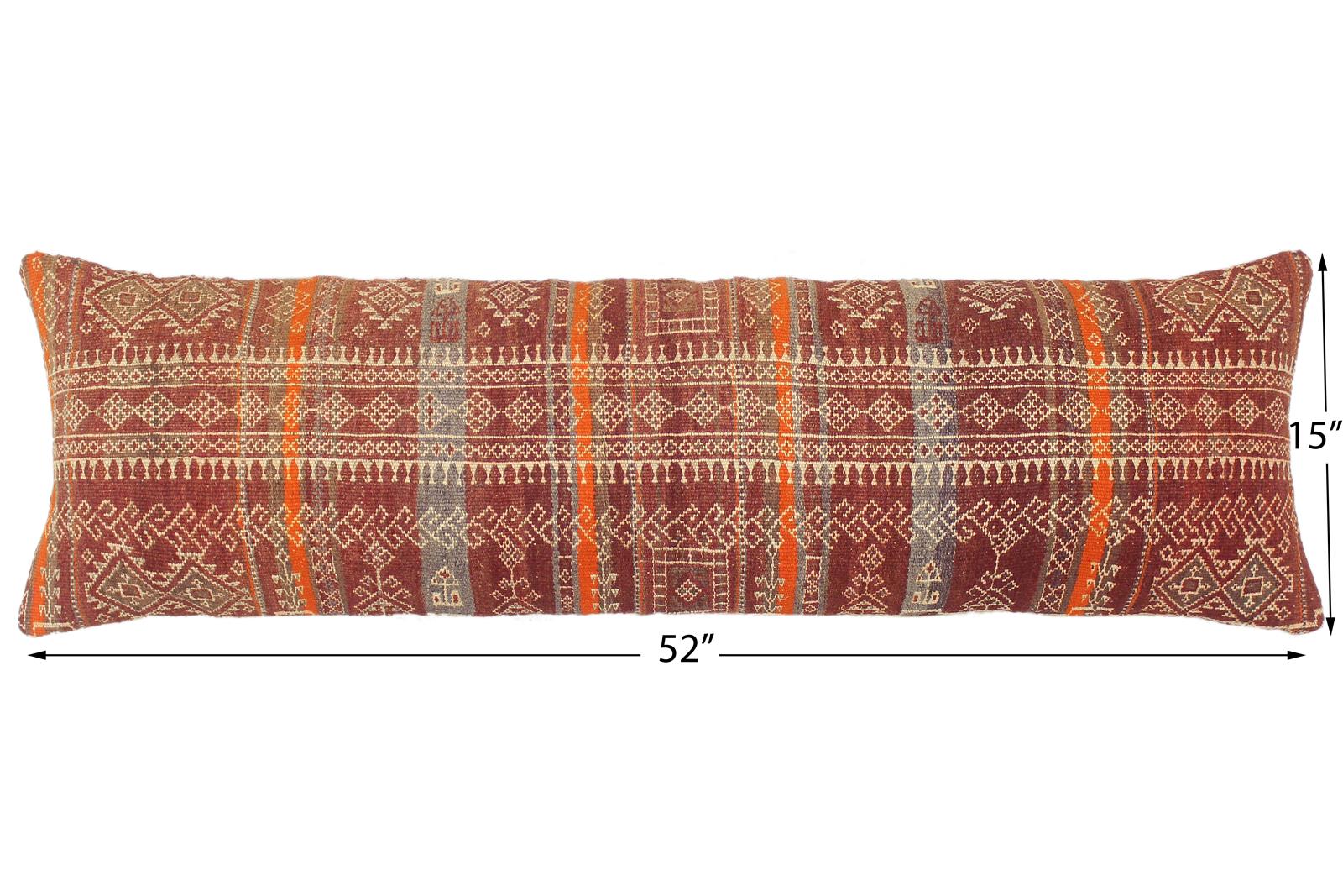 handmade Tribal Burgundy Rust Hand-Woven SQUARE 100% WOOL Pillow