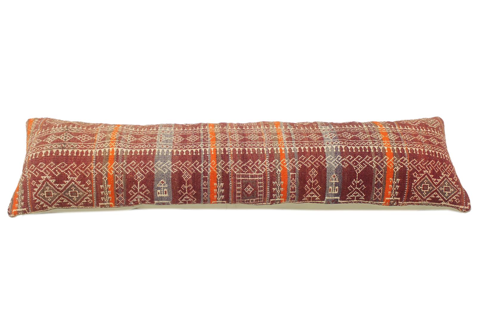 handmade Tribal Burgundy Rust Hand-Woven SQUARE 100% WOOL Pillow