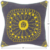 handmade  Pillow Blue Yellow Hand-Woven SQUARE 100% WOOL pillow