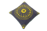 handmade  Pillow Blue Yellow Hand-Woven SQUARE 100% WOOL pillow