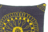 handmade  Pillow Blue Yellow Hand-Woven SQUARE 100% WOOL pillow