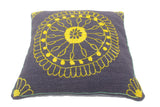 handmade  Pillow Blue Yellow Hand-Woven SQUARE 100% WOOL pillow